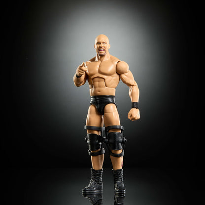Mattel WWE Elite Action Figure & Accessories, Greatest Hits 2025 Set, 6-inch Collectible “Stone Cold” Steve Austin with 25 Articulation Points & Swappable Hands