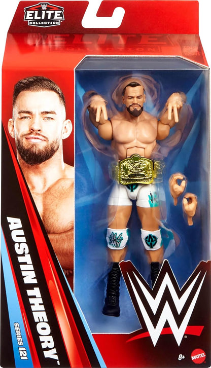 Mattel WWE Elite Action Figure & Accessories, Series #121, 6-inch Collectible Austin Theory with 25 Articulation Points & Swappable Hands