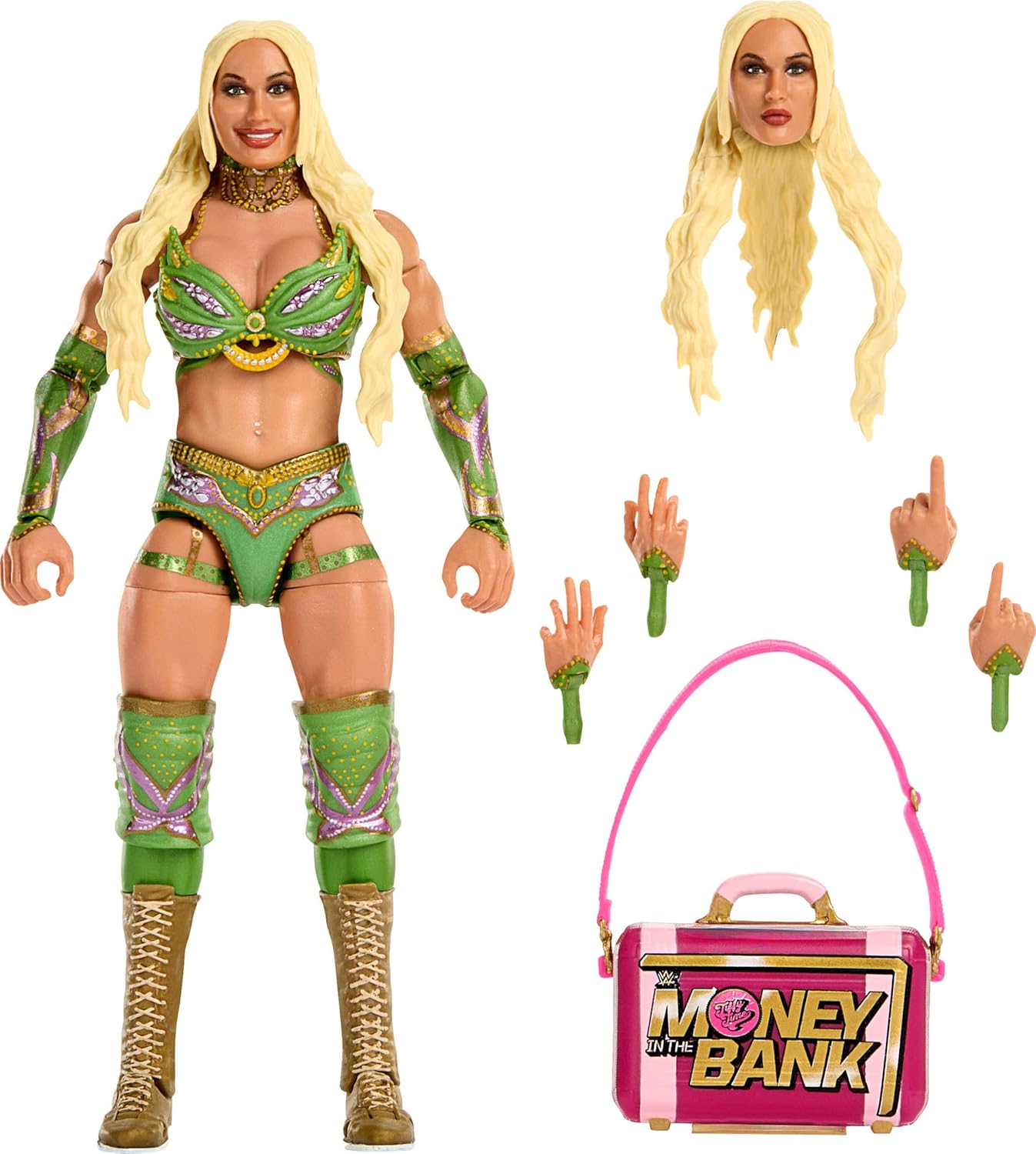 Mattel WWE Ultimate Edition Action Figure & Accessories Set, Tiffany Stratton 6-inch Collectible with Swappable Heads & Hands, 30 Articulation Points
