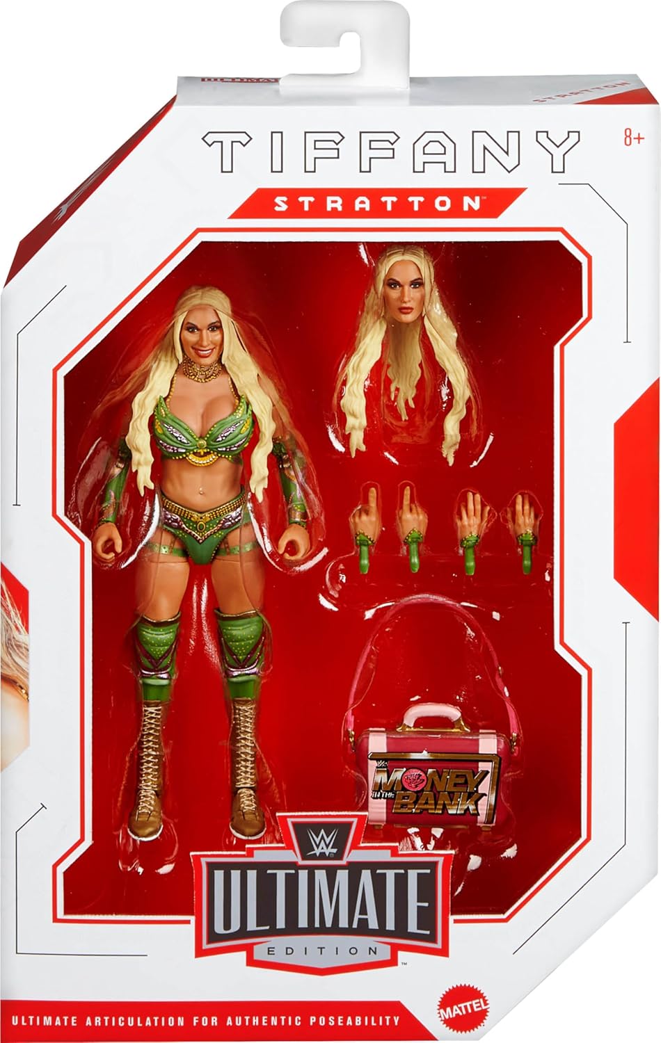 Mattel WWE Ultimate Edition Action Figure & Accessories Set, Tiffany Stratton 6-inch Collectible with Swappable Heads & Hands, 30 Articulation Points